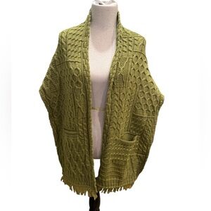 Connemara Knitwear Sweater Merino Wool Chunky Knit Fisherman Shawl Wrap New
